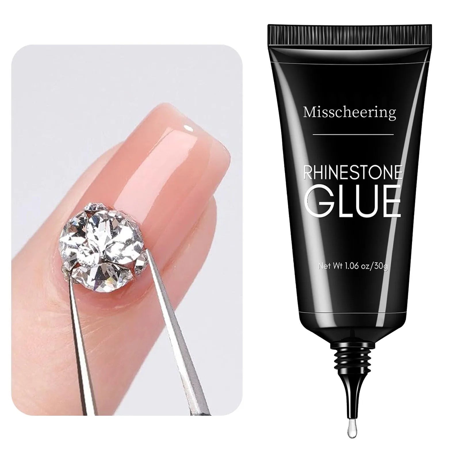 Nail art strong wash-free rhinestone sticking glue in 30g bottle with brush applicator