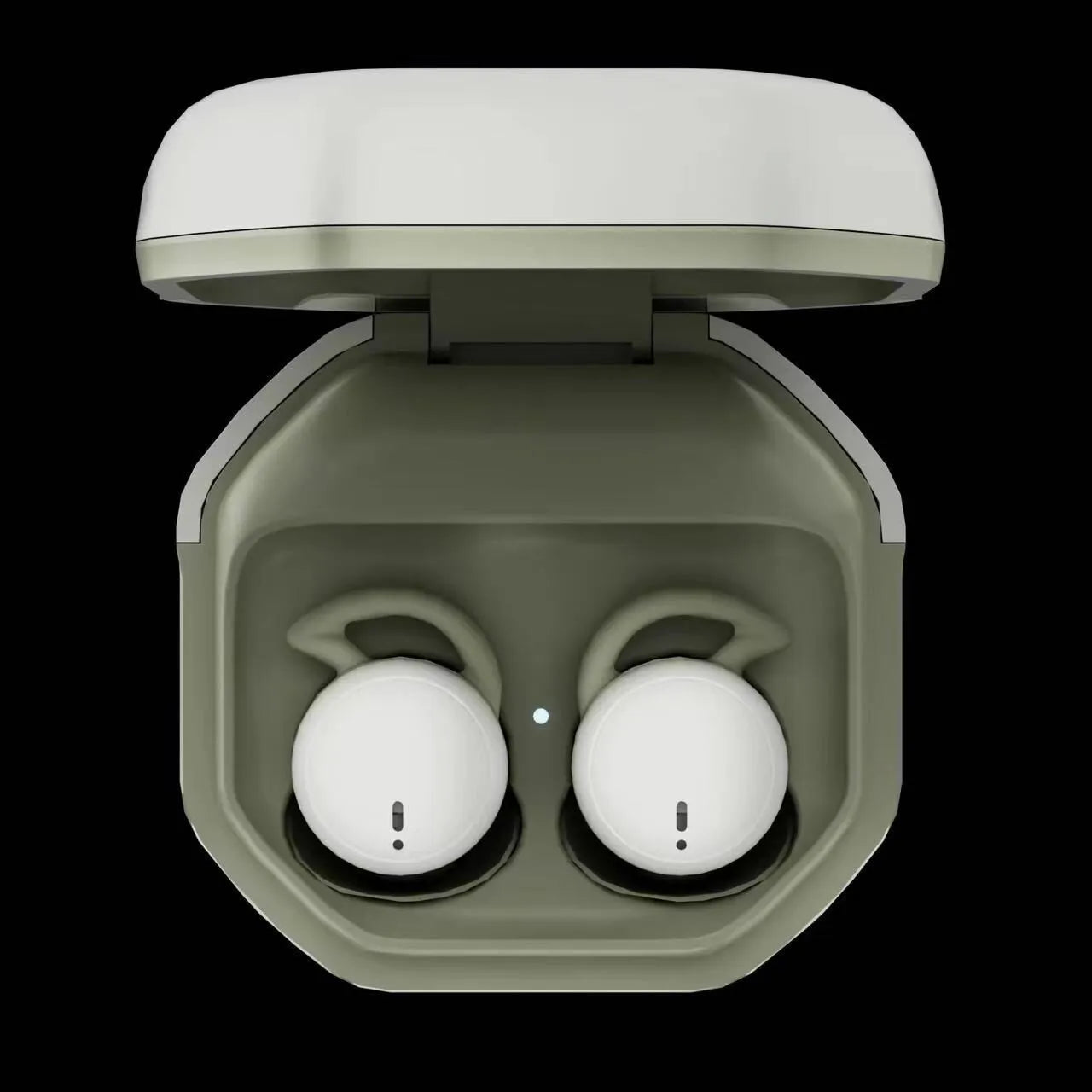 Mini no-pressing Bluetooth headset for side sleeping in milk tea colour with plastic earplug design