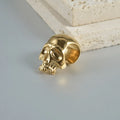 Stainless steel hollow skull Buddha earrings with electroplated finish in four colour variations