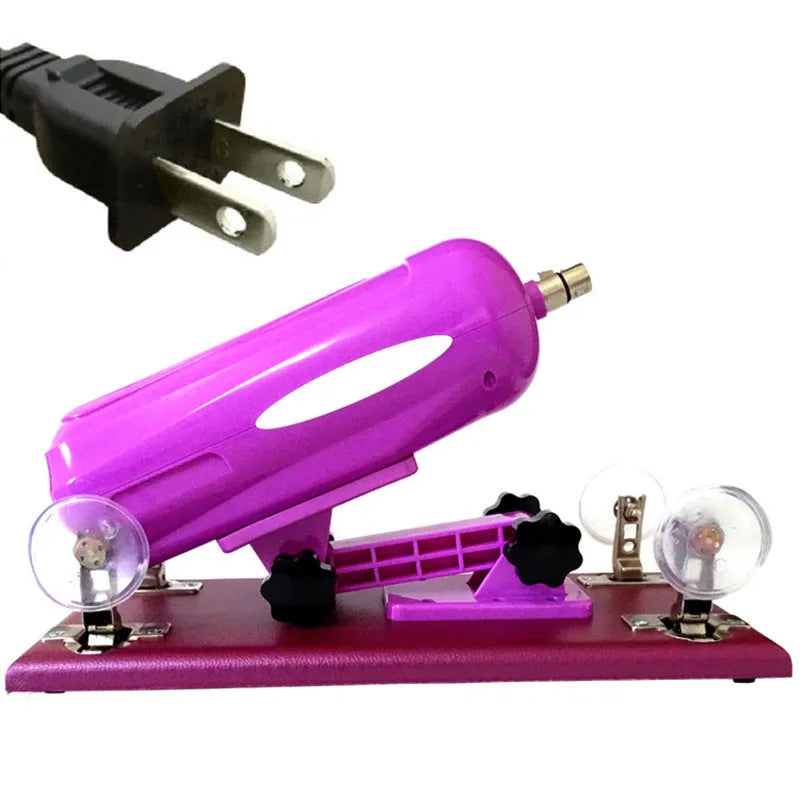 Purple Bobb automatic telescopic thrusting sex tool made from PVC on a plain background.