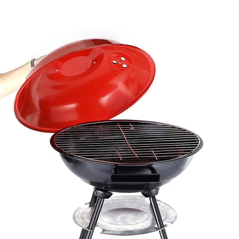 Portable iron barbecue oven with modern 14-inch apple stove design for 3-5 people