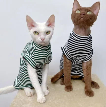 Green striped stretch fleece vest for dogs and cats, size XS to XXL