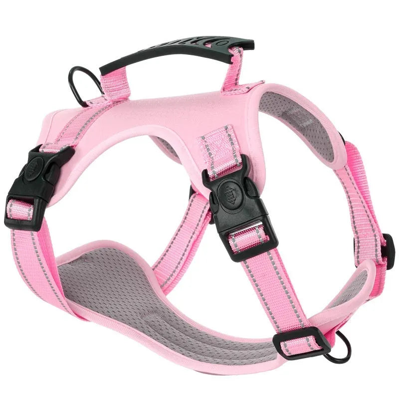 Adjustable dog harness and lead set in multiple colours with chest strap design
