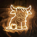 Creative Home LED luminous acrylic Highland cow shaped ambience light with USB cable, Word style finish