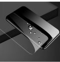 Tempered glass screen protector for Samsung Galaxy smartphones showing full-screen coverage and anti-fingerprint surface