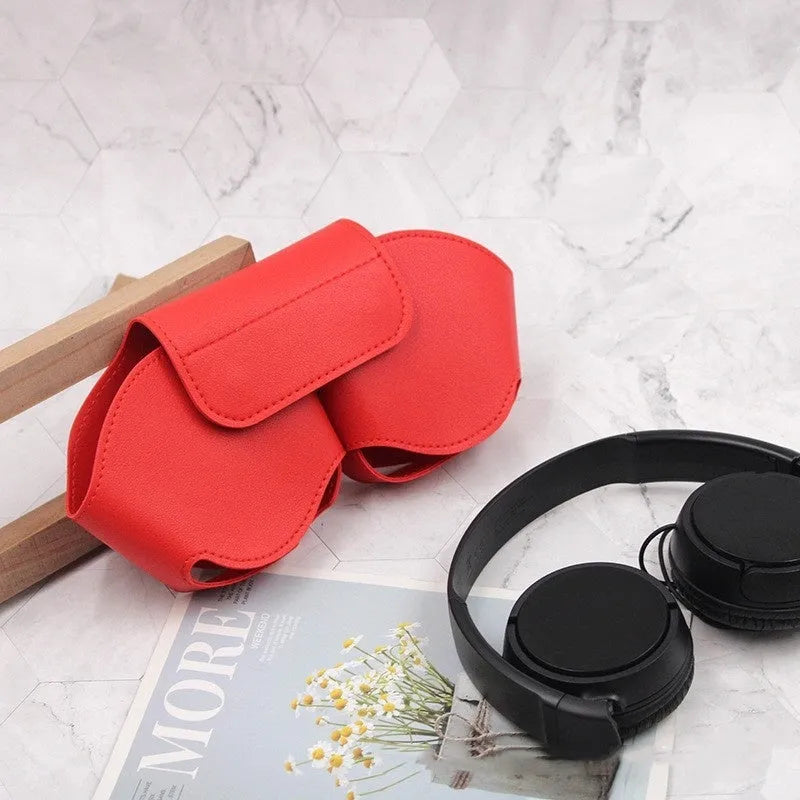 PU leather protective case for Apple AirPods Max headphones in black, red, white, green, and blue.