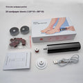 Household callus trimmer and nail manicure equipment kit in box with USB cable and grinding wheels.