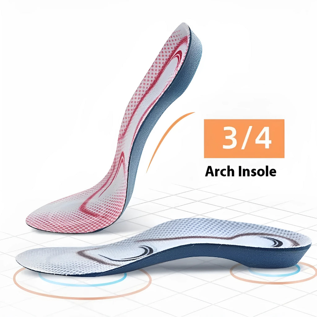 34 arch support plug-in flat foot orthopedic insole seven-point arch design blue background gray men or pink women