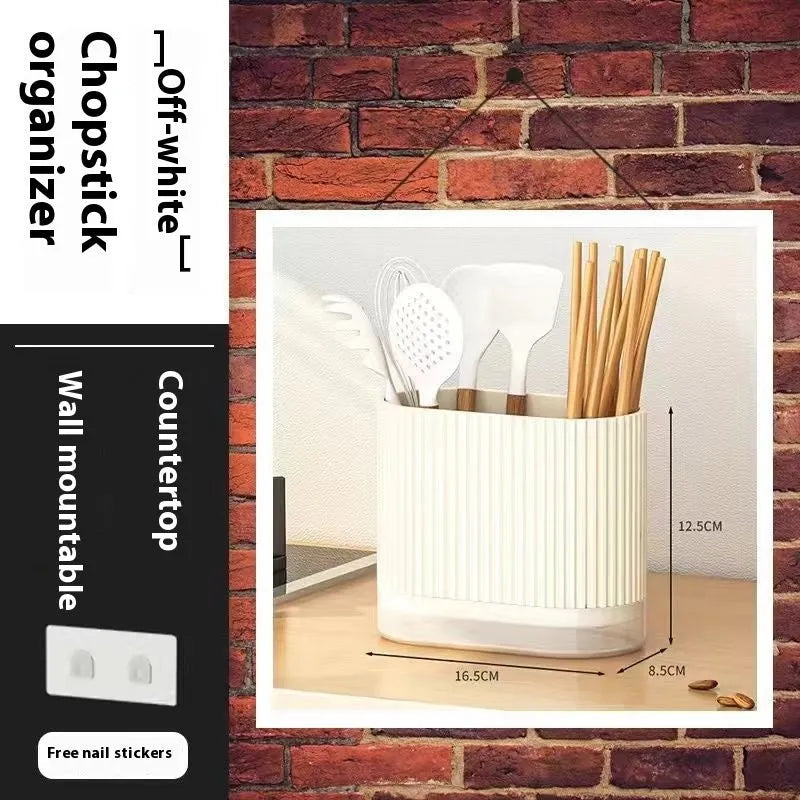 Cross-border wall-mounted plastic chopstick holder with spoon cage in modern design