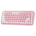 Pink dual-mode wireless Bluetooth keyboard with 84 keys and portable design