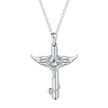 Wings decoration stethoscope necklace in electroplated copper with white or red diamond finish