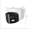 4MP dual-lens panoramic CCTV security camera with metal IP66 housing.