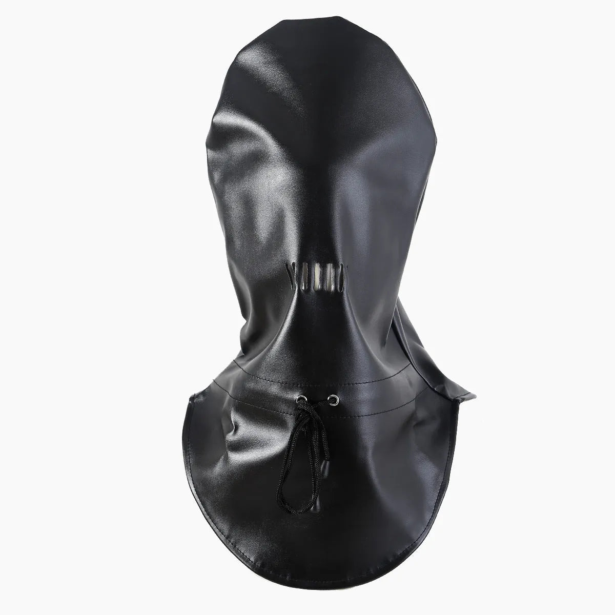 Black PU leather BDSM mask with breathable eye and mouth openings