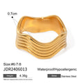 Geometric wave design stainless steel ring with wide surface and electroplated finish