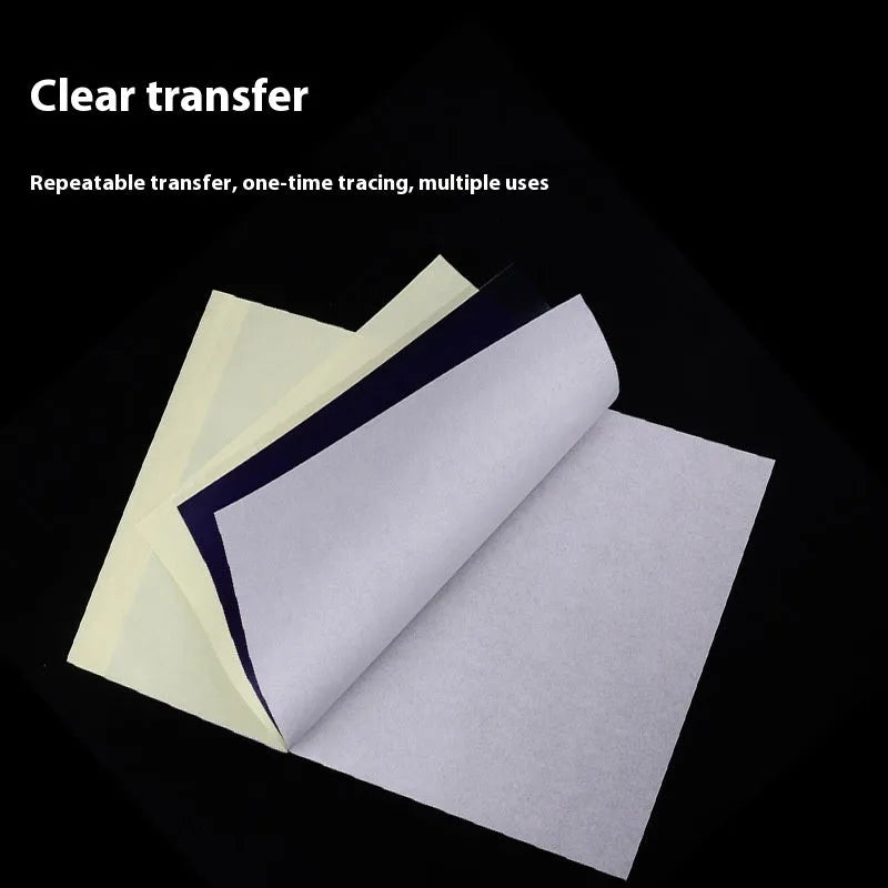 A4 tattoo transfer paper sheets in packaging showing carbon paper construction for stencil creation