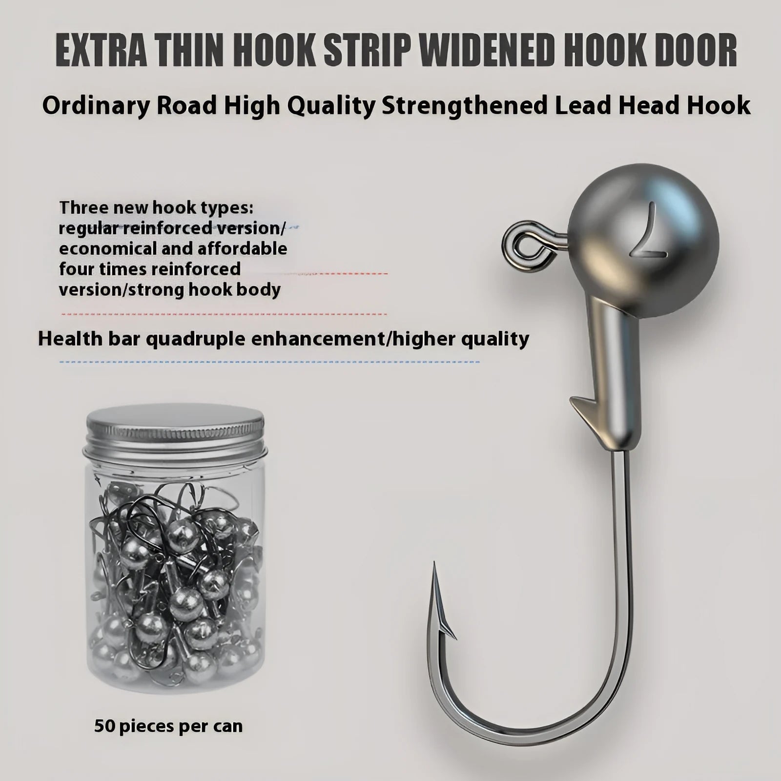 Enhanced strength fishing jig hooks set with primary colour finish and lead-headed design