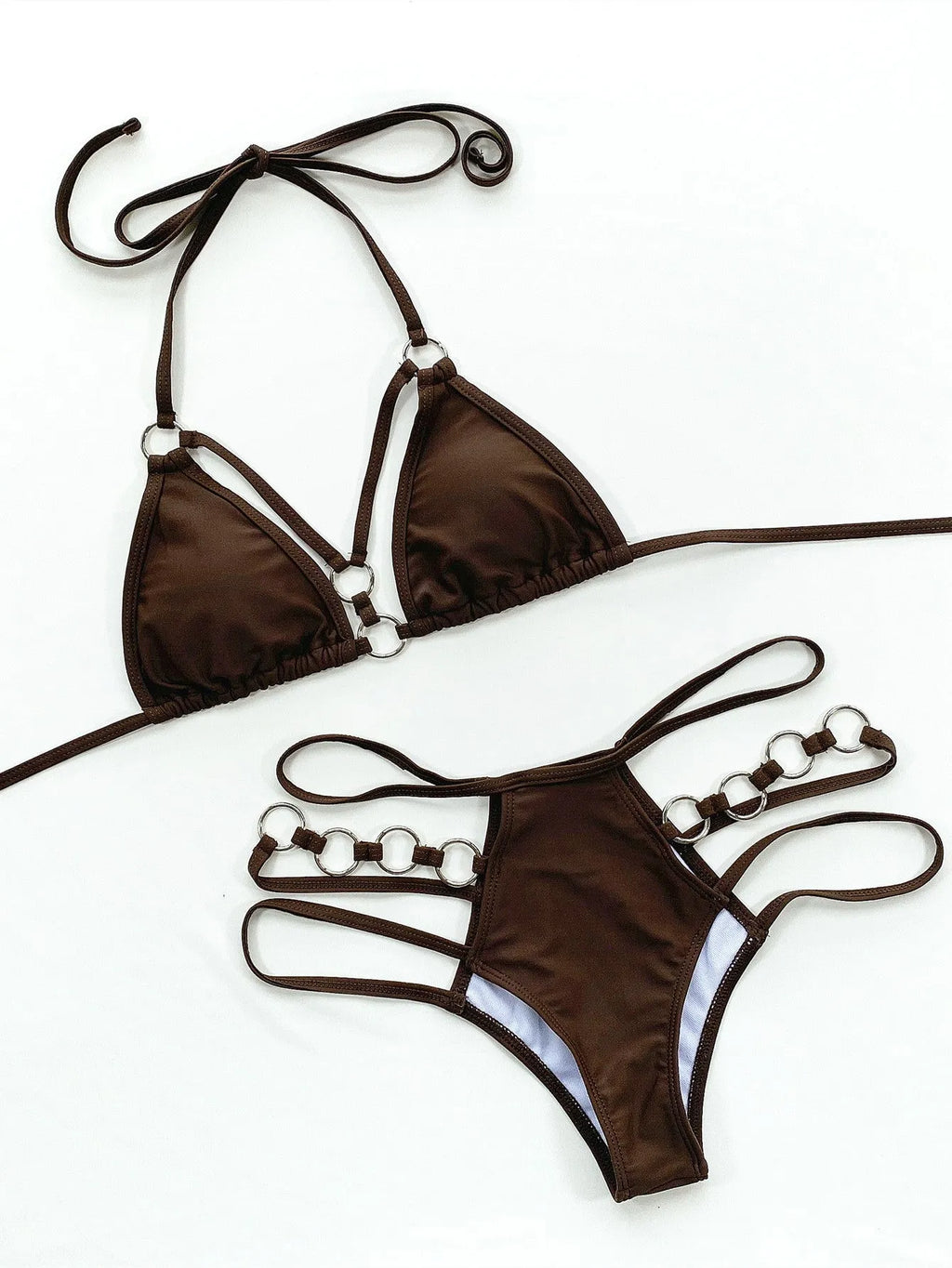 Women's separate nylon bikini swimwear set with shorts bottom in multiple colour options