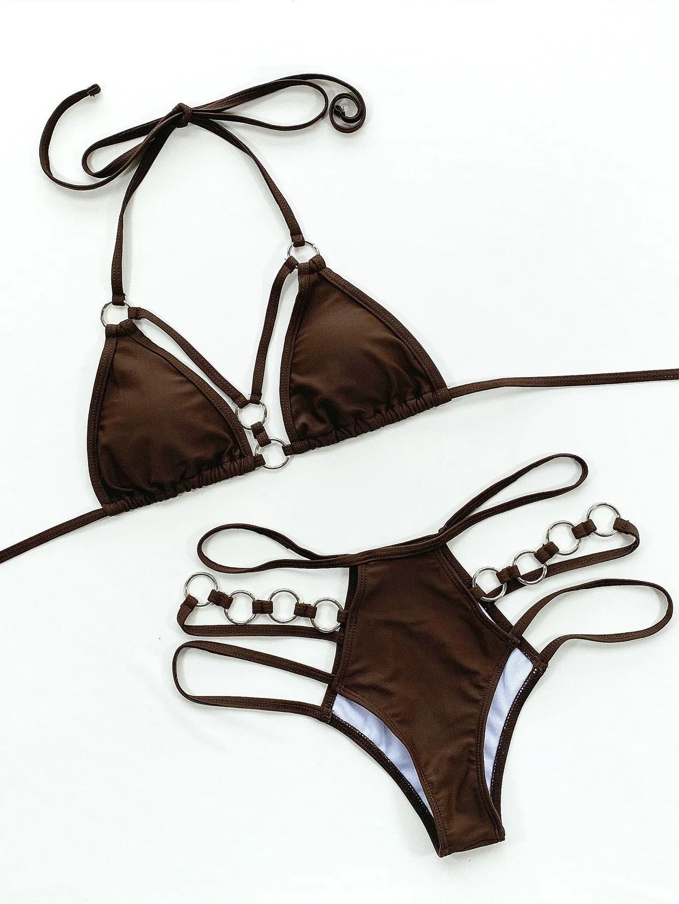 Women's separate nylon bikini swimwear set with shorts bottom in multiple colour options