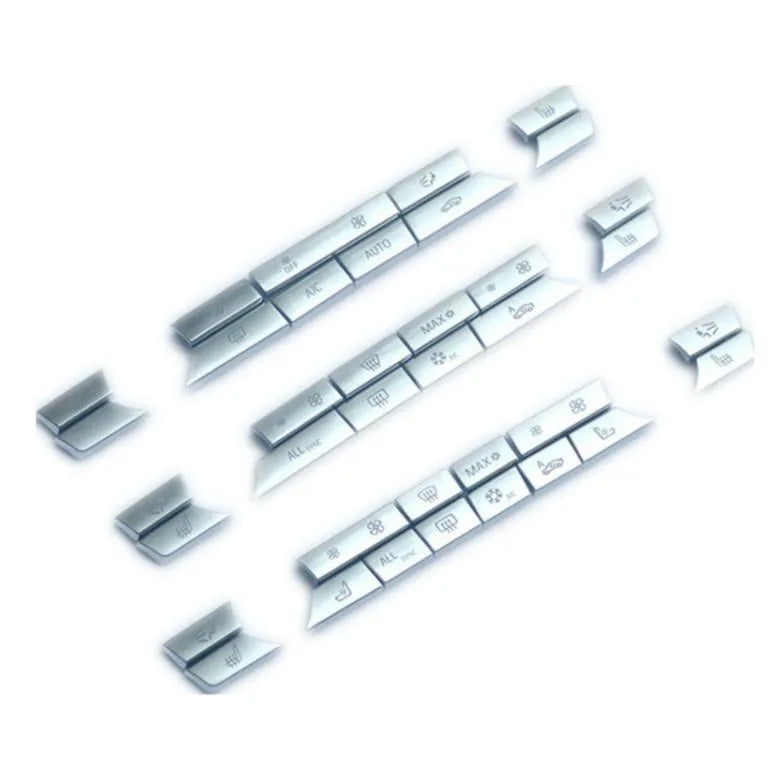 Silver car air conditioning control panel replacement buttons and CD digital button stickers set
