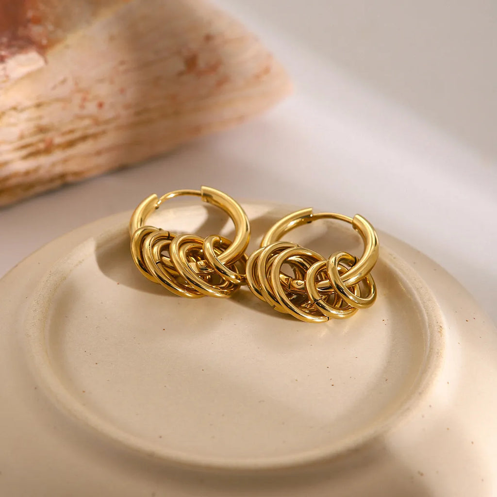 Stainless steel electroplated earrings with colour matching in ins style design for unisex wear