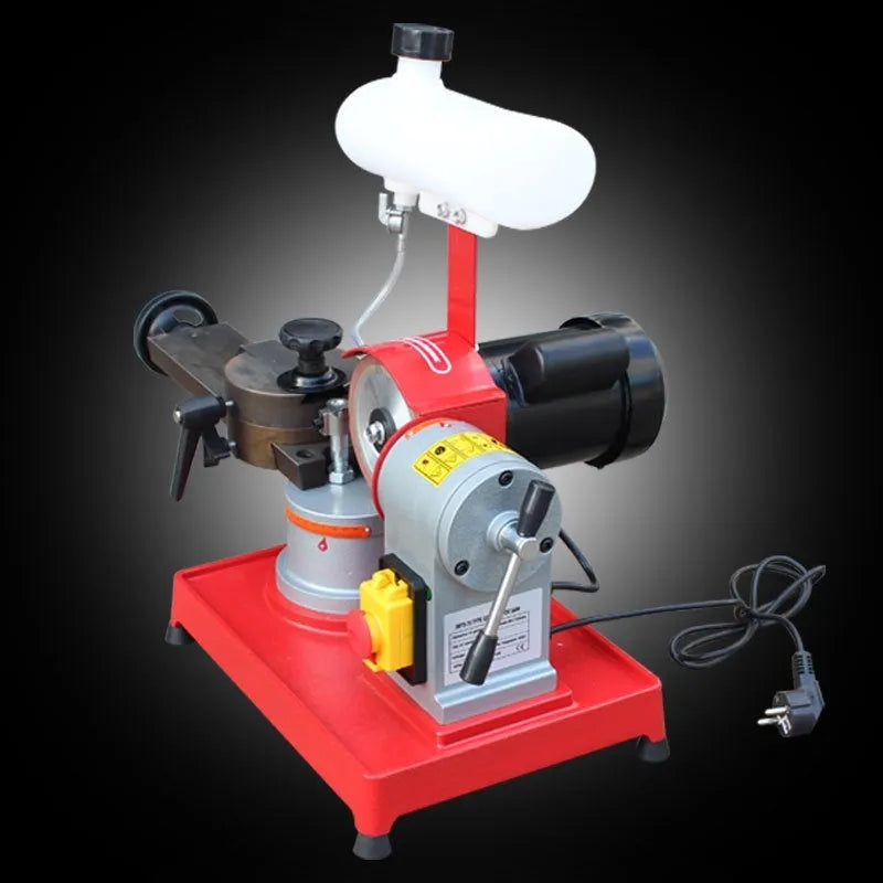 Xiao Mo Wang manual gear grinding machine for sharpening alloy circular saw blades on a workbench.