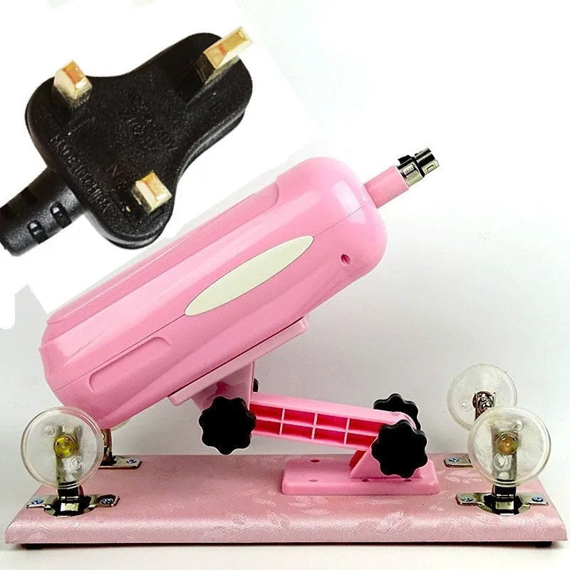 Purple Bobb automatic telescopic thrusting sex tool made from PVC on a plain background.