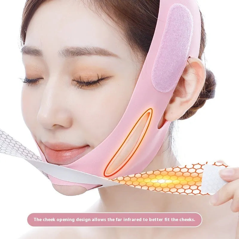 Pink and black elastic V face bandage facial care tool with far infrared and ordinary specifications