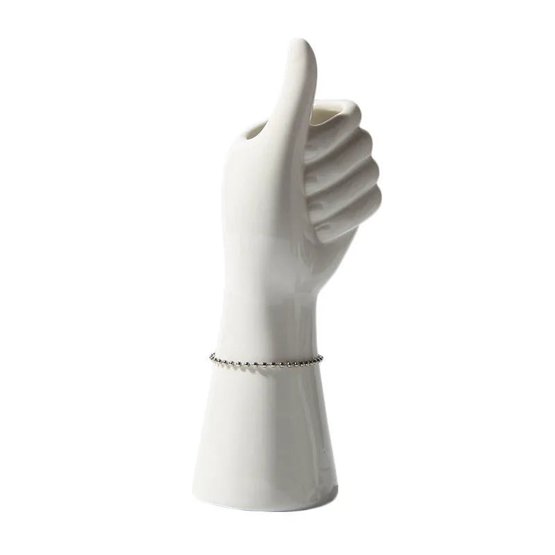 Ceramic human body figurine vase with colour glaze finish, 19cm girl style, on a shelf