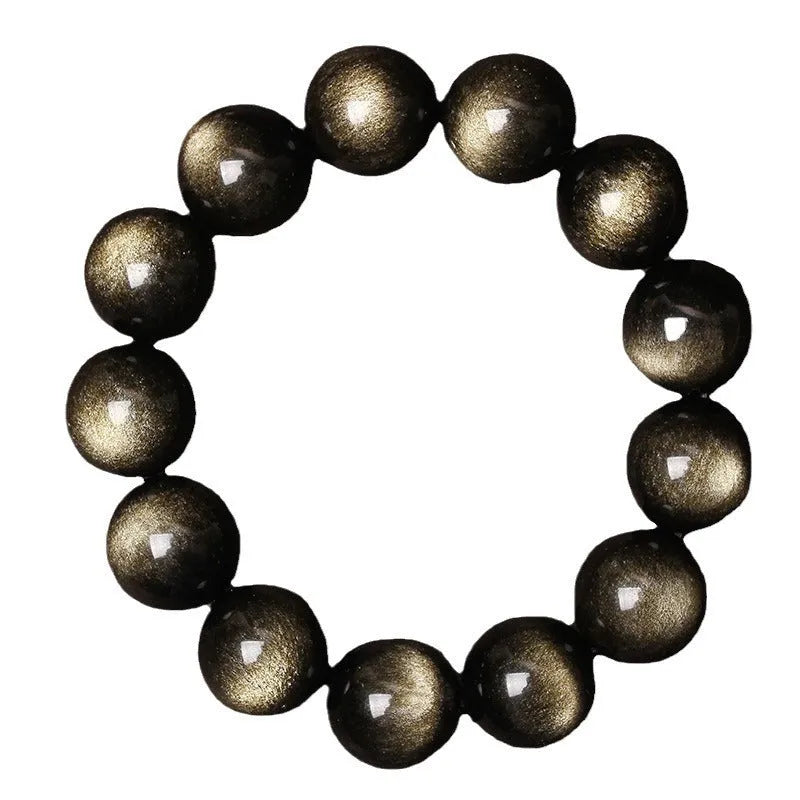 Hand-woven round obsidian crystal couple bracelet set showing ethnic-style design with multiple bead size options
