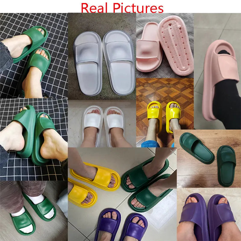 A pair of thick-soled EVA foam flip-flop slippers in a choice of seven colours on a plain background.