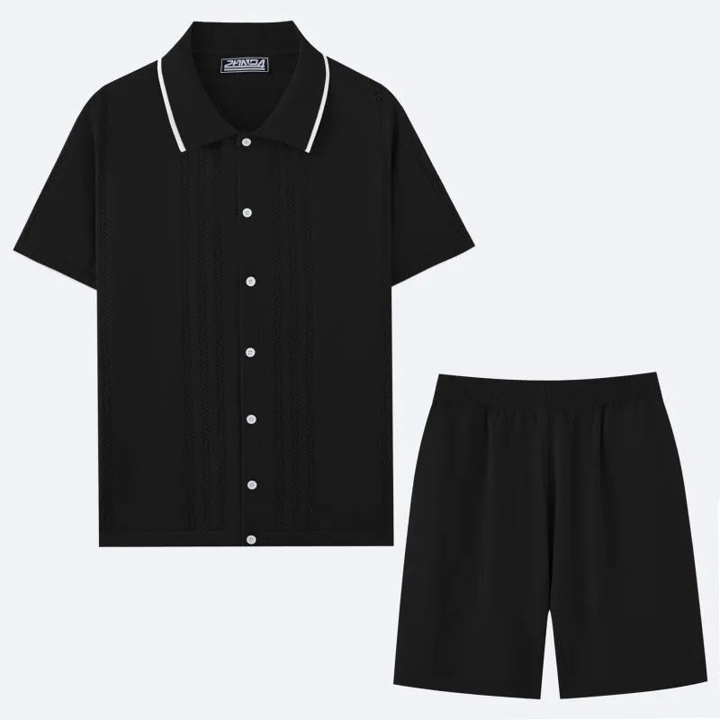 Women's khaki Tencel viscose short sleeve top and matching shorts two-piece set