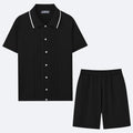 Women's khaki Tencel viscose short sleeve top and matching shorts two-piece set