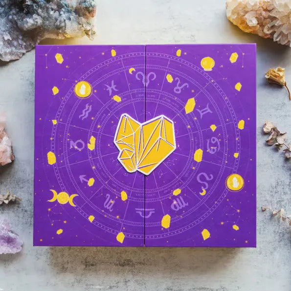 Halloween countdown gift box with crystal decoration, cardboard construction.
