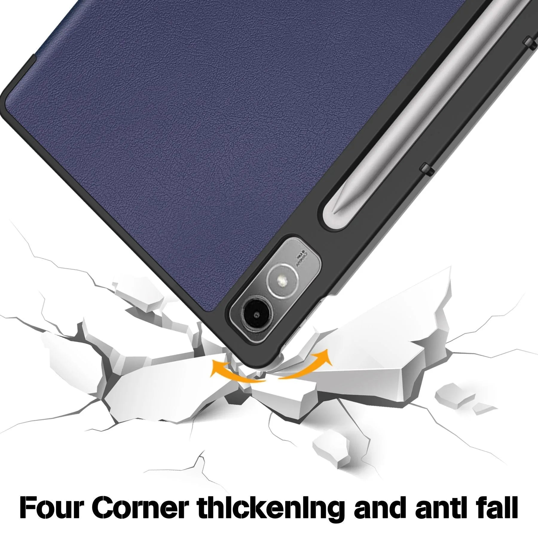 LenovoTab P12 tablet case showing magnetic bracket and multiple colour pattern options
