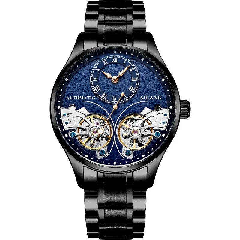 Automatic men's watch with tourbillon and moon phase complications in titanium case