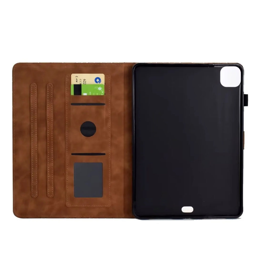 iPad leather case with diamond frosted finish and built-in card holder for iPad Pro 11