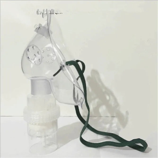 Soft rubber mask fit aid with elastic straps shown alongside a disposable mask.