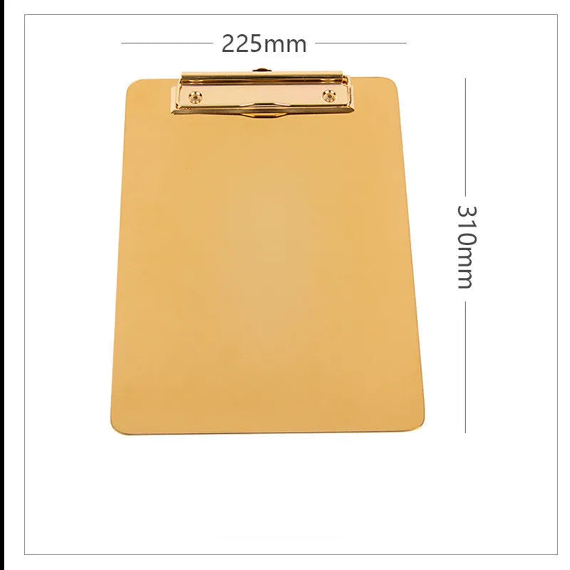 Stainless steel golden folder board in three sizes small, medium, and large on a white background
