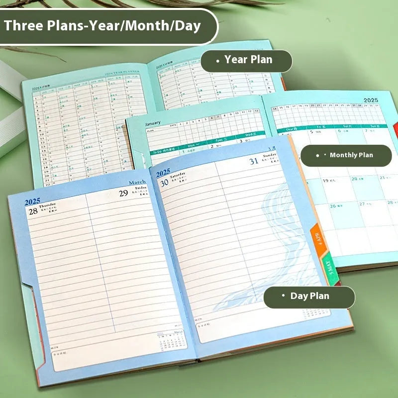 A5 executive notepad with striped PU leather cover open on desk, showing lined wood-free paper.