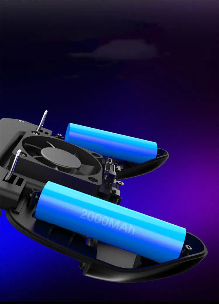 Black USB mobile game controller for smartphones with aluminium alloy sides and ergonomic grip.