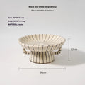 Black and white striped retro fruit plate ornament 22cm diameter for dessert displays