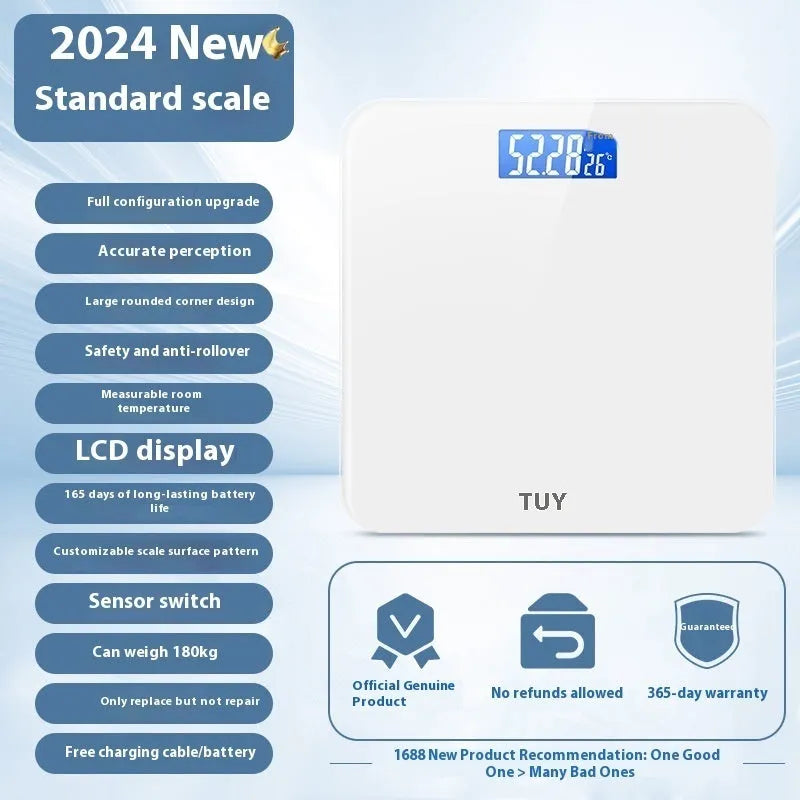 Household weighing scale in cross ice crystal white finish with digital display for weight measurement