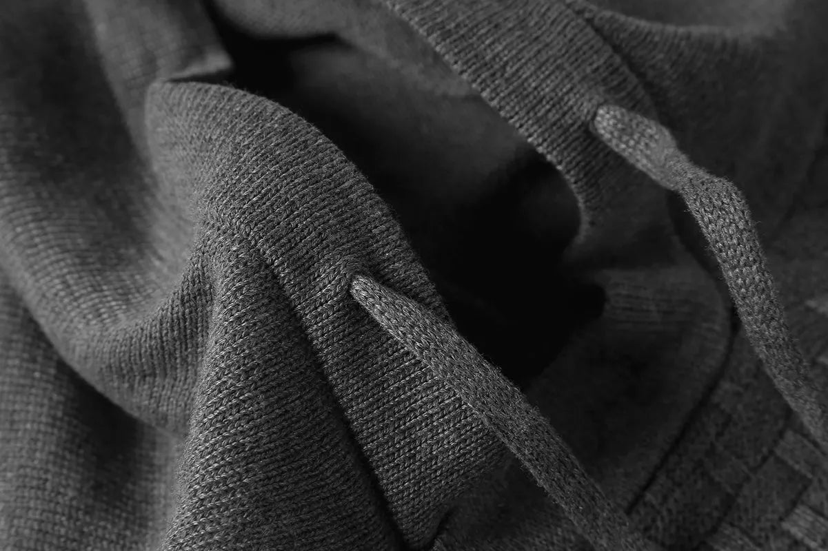 Men's cotton-polyester hoodie in a choice of nine colours on a size chart background