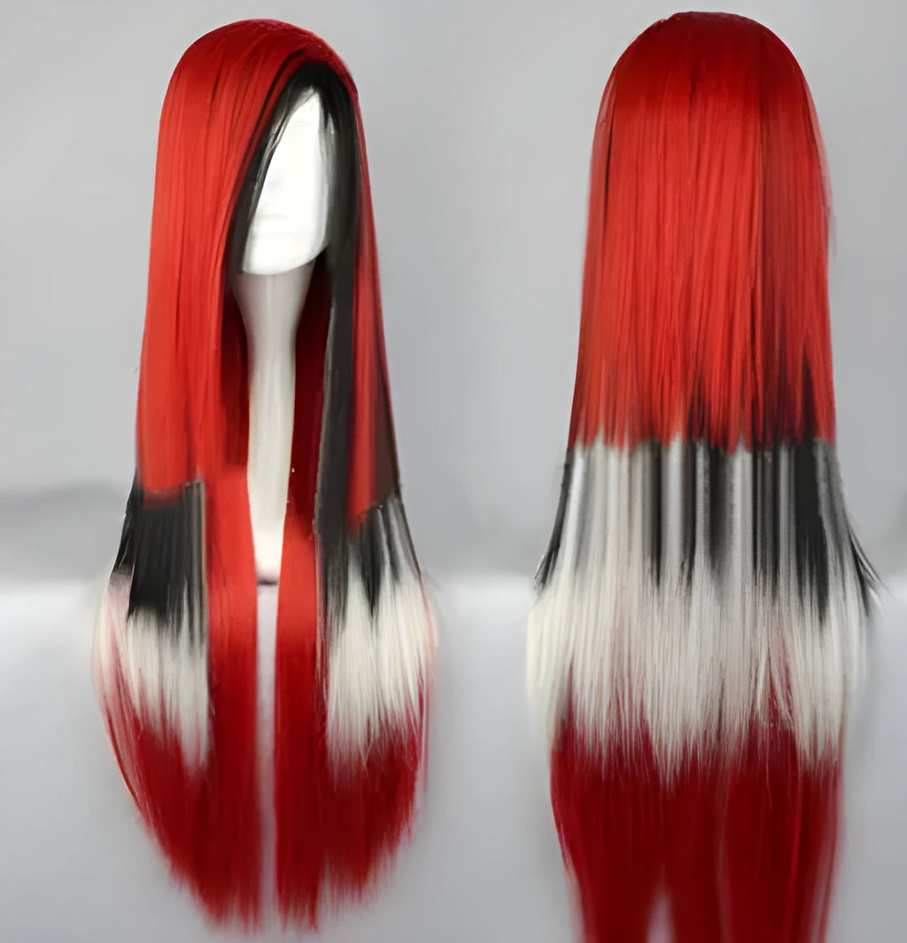 Multicolor Japanese Harajuku Lolita wig 286C in red with layered bangs and synthetic fibre construction