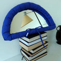Rectangular hanging fabric mirror with cotton filling in white, black, or blue