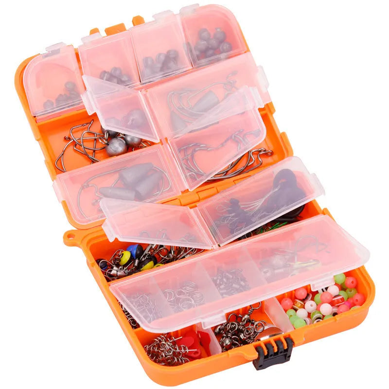 Weihe 257-piece fishing lure accessories suit in ABS storage box for Texas, sea and rock fishing
