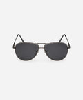 Metal frame polarised sunglasses in gun grey, 60mm lens width, temple length 140mm, for driving and travel