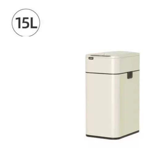 Stainless steel inductive smart ashbin with square shape and touch-free lid.