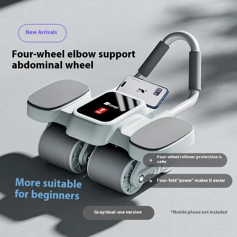 Two-wheel abdominal wheel with elbow support on a home fitness mat