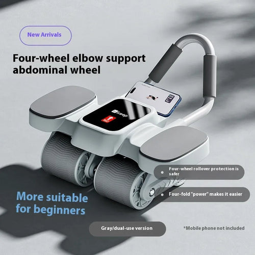 Two-wheel abdominal wheel with elbow support on a home fitness mat